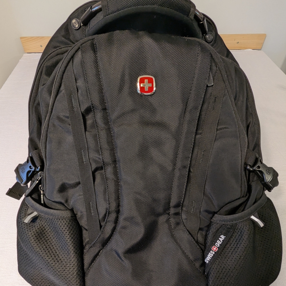 SwissGear Black Backpack with Red Logo